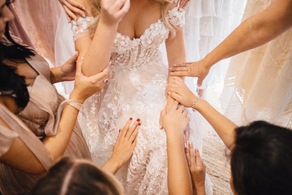 Close Up of Emily's Dress - Nelder Jones Wedding