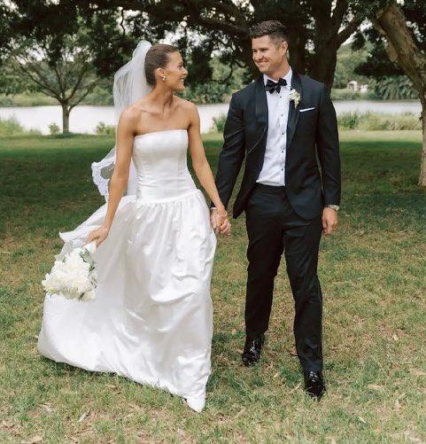 Zara and her hubby – beautiful wedding dress by Nelder Jones